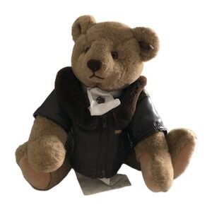 1982 GUND Bialosky Brown Bear 18" Aviator Pilot with Bomber Jacket & Scarf